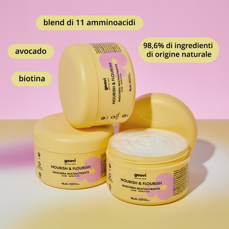 ingredienti di Goovi Maschera Multinutriente e Ristrutturante per Capelli 200 ml