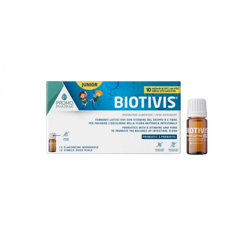 confezione Biotivis Junior per Equilibrio Intestinale 12 Flaconcini da 8ml confezione Biotivis Junior per Equilibrio Intestinale 12 Flaconcini da 8ml