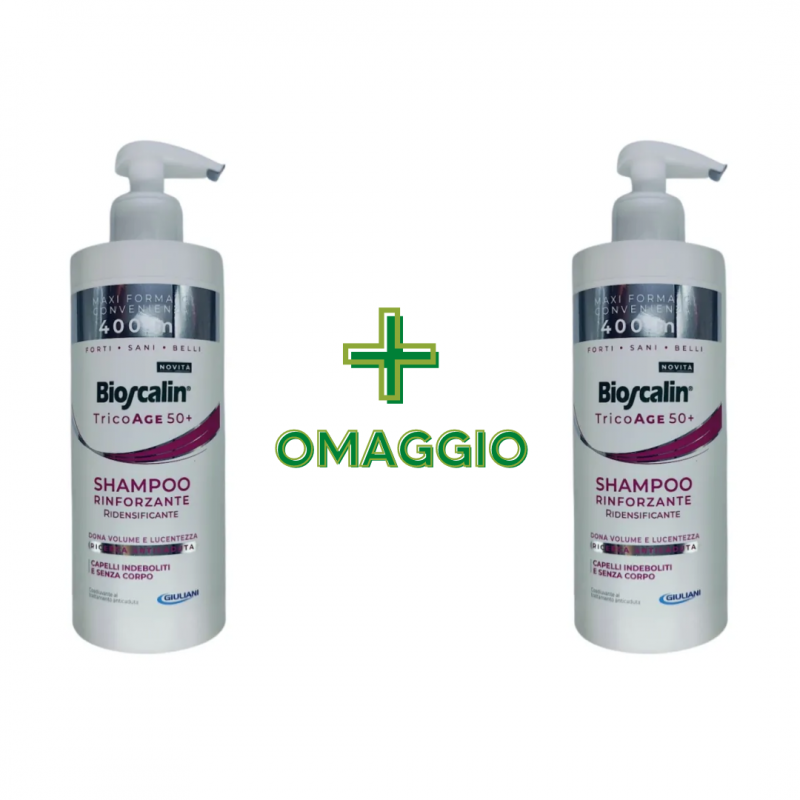 Bioscalin Tricoage 50+ Shampoo Rinforzante 400ml + CONFEZIONE OMAGGIO Bioscalin Tricoage 50+ Shampoo Rinforzante 400ml + CONFEZIONE OMAGGIO
