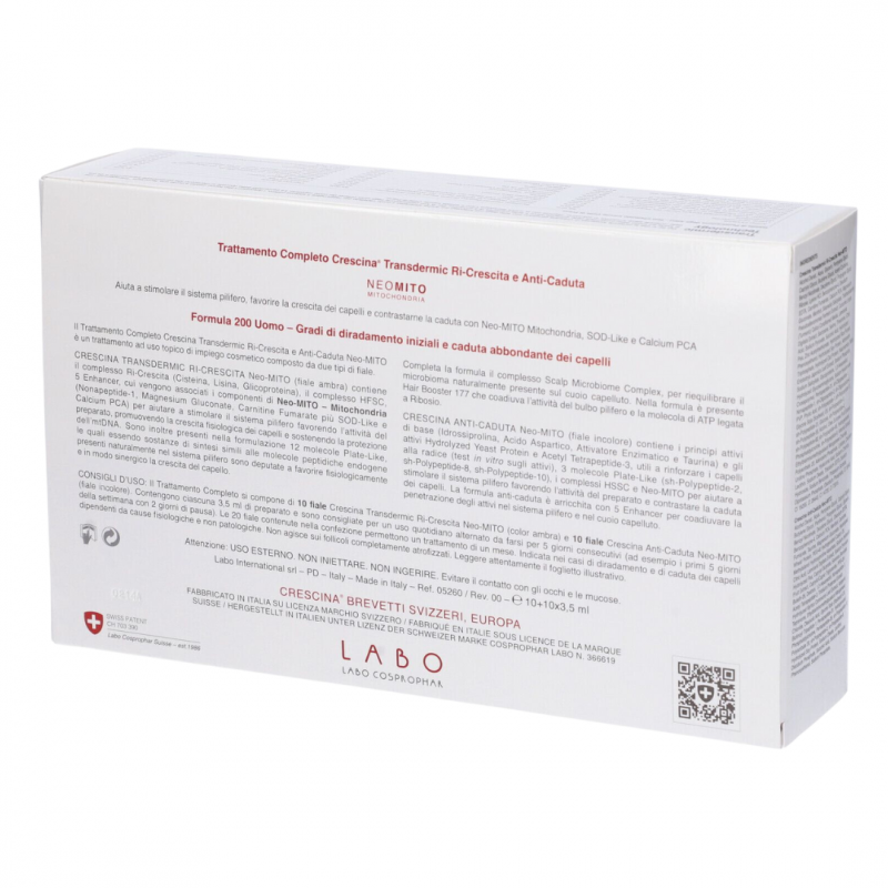 confezione Crescina Ri-Crescita Neo Mito 200 per Uomo Trattamento Completo 20 Fiale confezione Crescina Ri-Crescita Neo Mito 200 per Uomo Trattamento Completo 20 Fiale