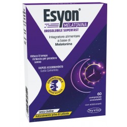 confezione di Syrio Esyon Melatonina Orosolubile Superfast per il Sonno 60 Compresse confezione di Syrio Esyon Melatonina Orosolubile Superfast per il Sonno 60 Compresse