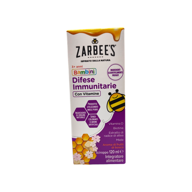 confezione di Zarbee's Bambini Sciroppo con Miele per Difese Immunitarie 120 ml confezione di Zarbee's Bambini Sciroppo con Miele per Difese Immunitarie 120 ml