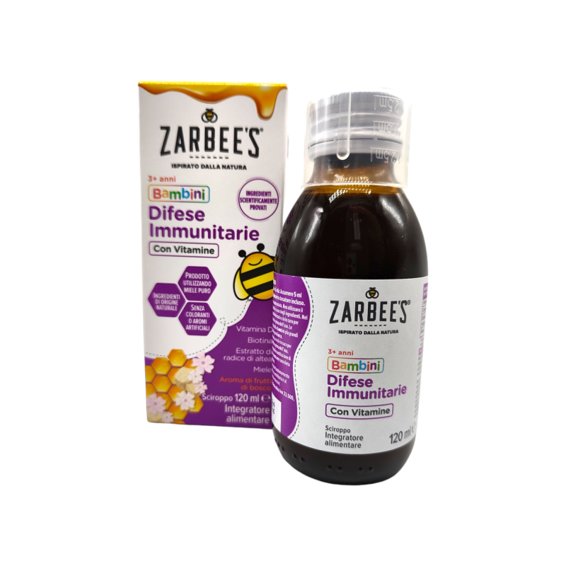 confezione di Zarbee's Bambini Sciroppo con Miele per Difese Immunitarie 120 ml confezione di Zarbee's Bambini Sciroppo con Miele per Difese Immunitarie 120 ml