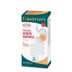 confezione di Erba Vita Gastro EV Active Integratore Acidità e Reflusso 30 Compresse Masticabili confezione di Erba Vita Gastro EV Active Integratore Acidità e Reflusso 30 Compresse Masticabili