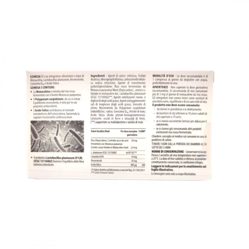 retro confezione di Ezimega3 Integratore per il Colesterolo 2 Confezioni da 20 Compresse retro confezione di Ezimega3 Integratore per il Colesterolo 2 Confezioni da 20 Compresse