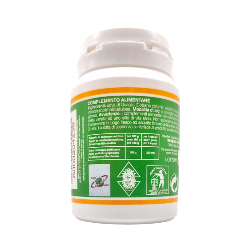 barattolo Vegetal Progress Uova di Coturnice Integratore Vitaminico 120 Capsule barattolo Vegetal Progress Uova di Coturnice Integratore Vitaminico 120 Capsule