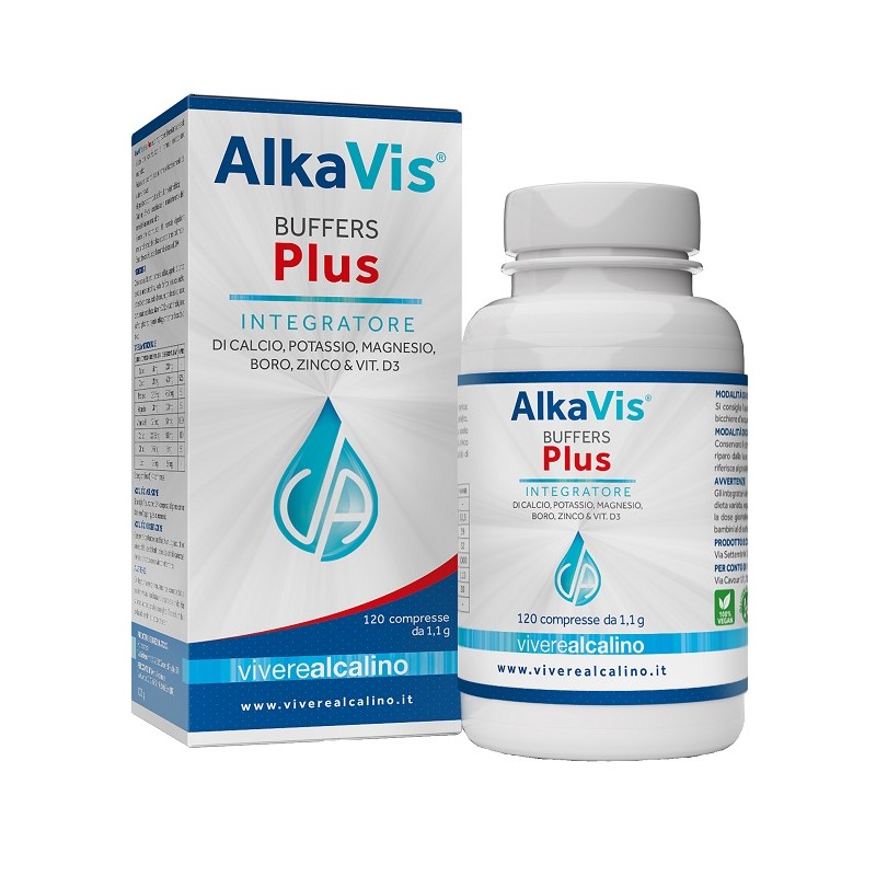 confezione di AlkaVis Buffers Plus Integratore con Vitamine e Sali Minerali 120 Compresse