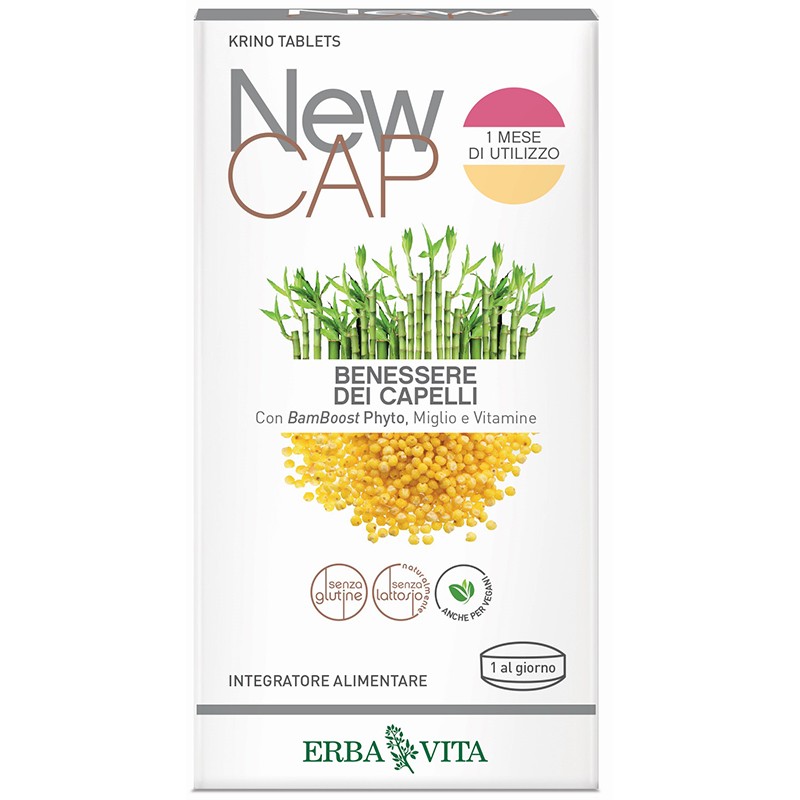 confezione di Erba Vita NewCap Krinotablets Integratore per Capelli 30 Compresse confezione di Erba Vita NewCap Krinotablets Integratore per Capelli 30 Compresse