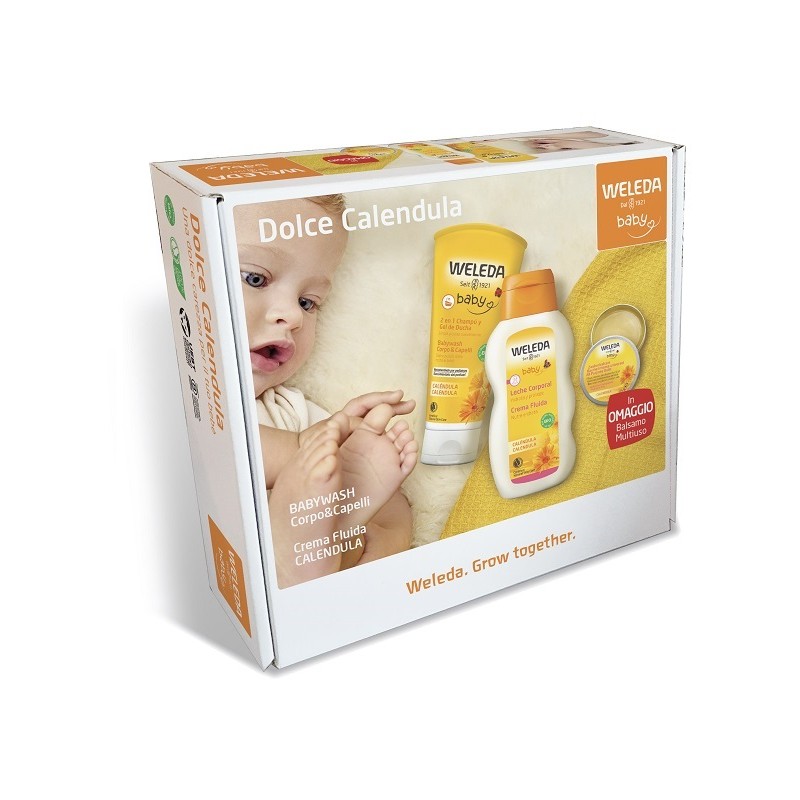 confezione di Weleda Cofanetto Baby Dolce Calendula Detergente 200ml + Crema 200ml + Balsamo 25gr confezione di Weleda Cofanetto Baby Dolce Calendula Detergente 200ml + Crema 200ml + Balsamo 25gr