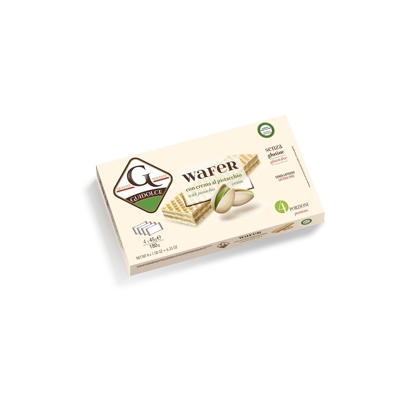 Wafer con crema al pistacchio per Snack Senza Glutine 180g Wafer con crema al pistacchio per Snack Senza Glutine 180g