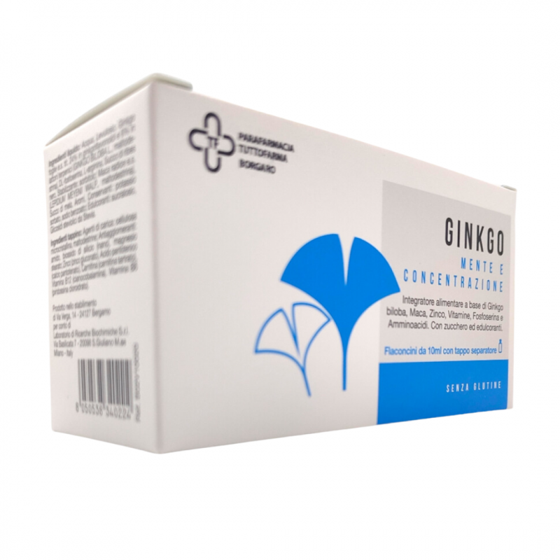 confezione Ginkgo Integratore per Concentrazione e Memoria 10 Flaconcini confezione Ginkgo Integratore per Concentrazione e Memoria 10 Flaconcini