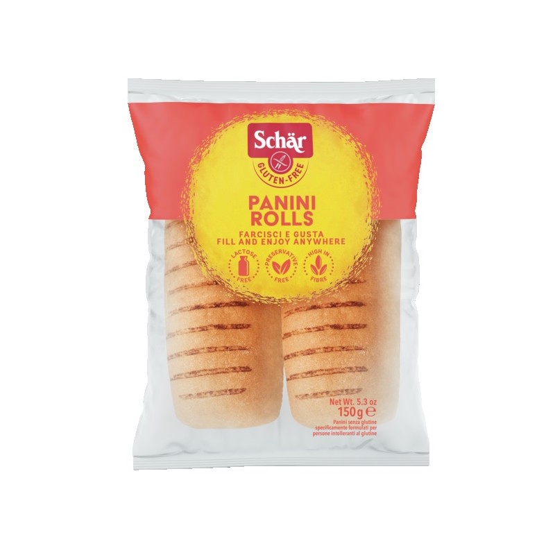 Confezione di Schar Panini Rolls senza Glutine e Lattosio 2x75g Confezione di Schar Panini Rolls senza Glutine e Lattosio 2x75g