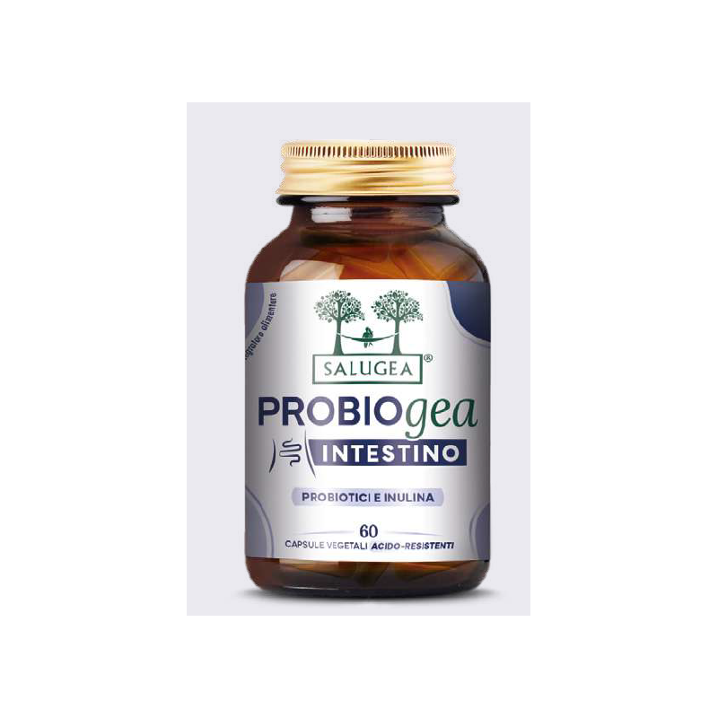 Flacone di Salugea Probiogea Intestino Integratore Probiotico Fermenti Lattici 60 Capsule