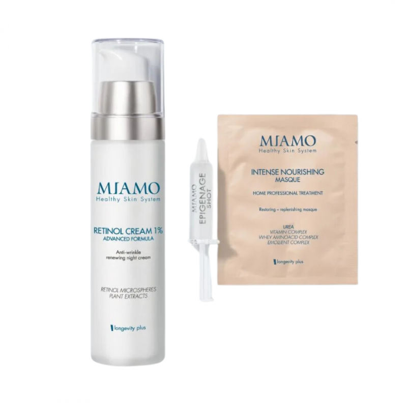 MIAMO Cofanetto Retinol Rughe con Crema Retinolo + Maschera + Epigenage Shot