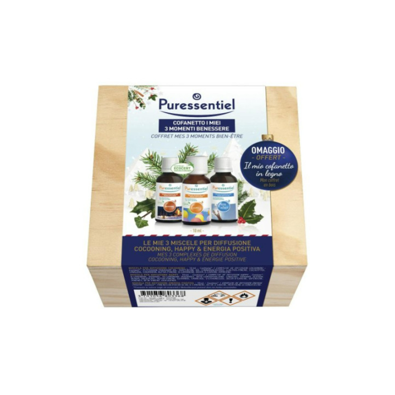 Puressentiel Cofanetto Miscele Diffusore Cocooning + Happy + Energia Positiva 10ml Puressentiel Cofanetto Miscele Diffusore Cocooning + Happy + Energia Positiva 10ml