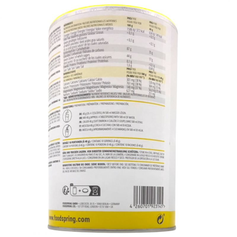 Foodspring Endurance Drink Bevanda Isotonica Sali Minerali e Energia 400gr Limone Foodspring Endurance Drink Bevanda Isotonica Sali Minerali e Energia 400gr Limone