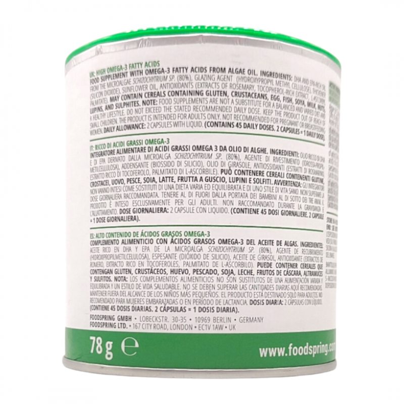 Foodspring Omega 3 Integratore Alimentare 90 Capsule barattolo Foodspring Omega 3 Integratore Alimentare 90 Capsule barattolo