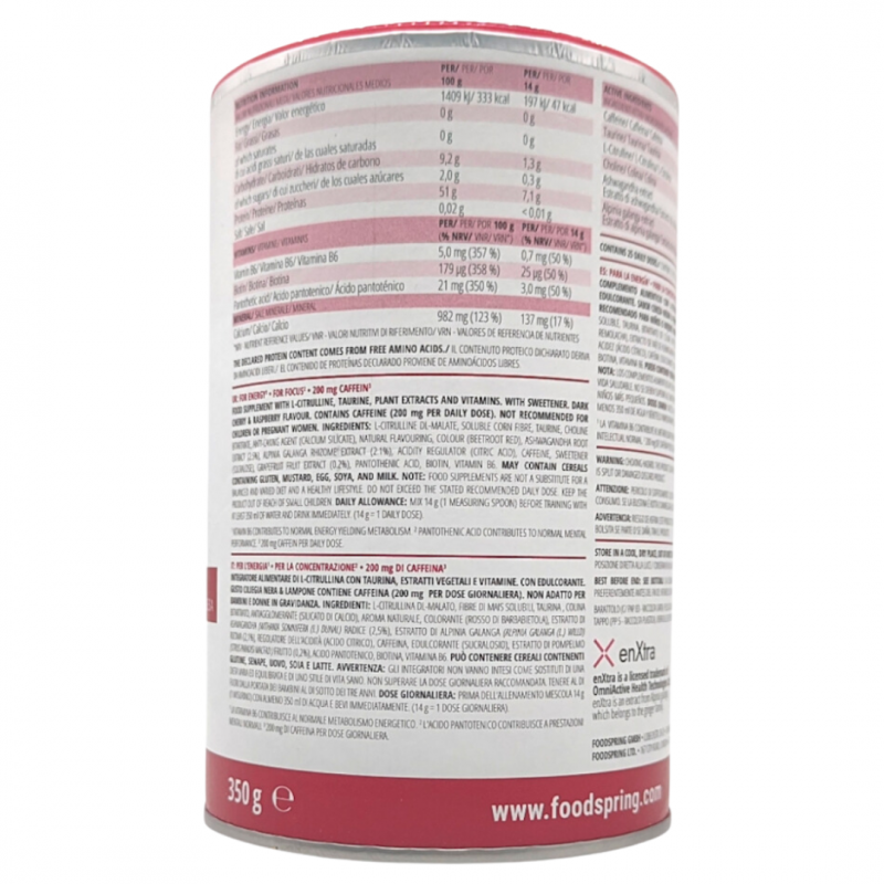 Foodspring All In One Pre Workout Integratore Pre Allenamento Ciliegia Nera e Lampone 350g barattolo Foodspring All In One Pre Workout Integratore Pre Allenamento Ciliegia Nera e Lampone 350g barattolo