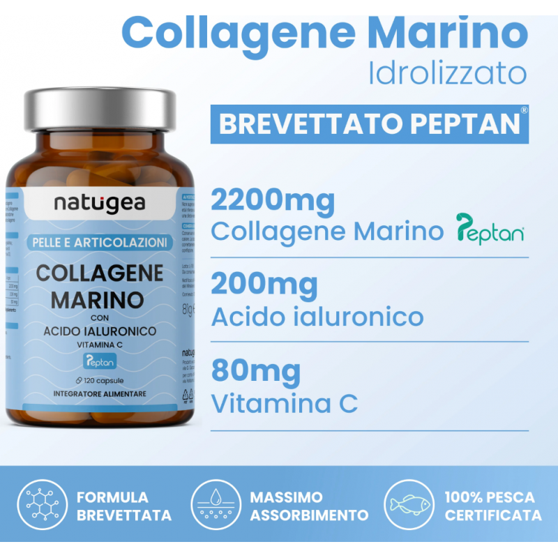 caratteristiche nutrizionali di Natugea Collagene Marino Integratore per Pelle Tonica e Sana 120 Compresse caratteristiche nutrizionali di Natugea Collagene Marino Integratore per Pelle Tonica e Sana 120 Compresse