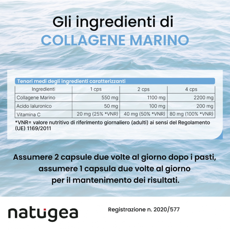 ingredienti di Natugea Collagene Marino Integratore per Pelle Tonica e Sana 120 Compresse ingredienti di Natugea Collagene Marino Integratore per Pelle Tonica e Sana 120 Compresse