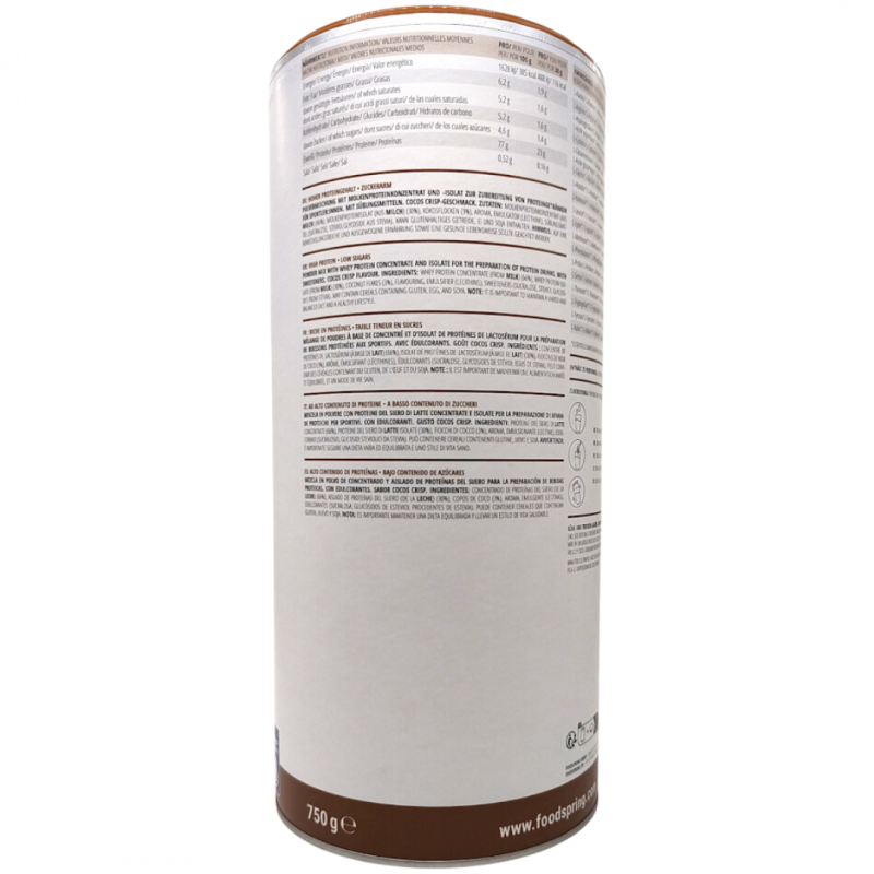 Barattolo Foodspring Whey Protein Cocco Croccante Alimento Proteico 750g Barattolo Foodspring Whey Protein Cocco Croccante Alimento Proteico 750g