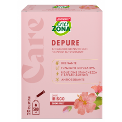 confezione di Enerzona Care Depure Integratore Drenante Depurativo 20 Bustine Gusto Ibisco