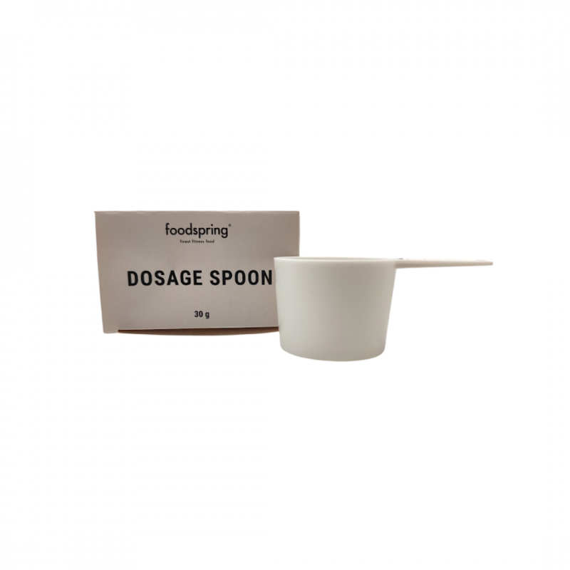 confezione e misurino Foodspring Dosage Spoon Cucchiaio Dosatore 1 Pezzo confezione e misurino Foodspring Dosage Spoon Cucchiaio Dosatore 1 Pezzo