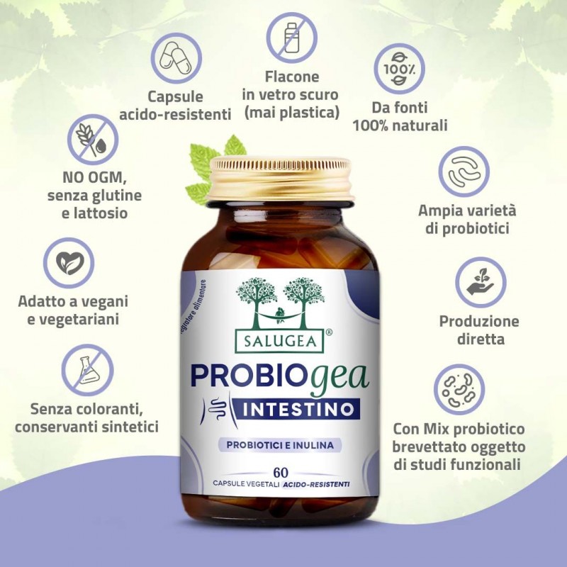 Caratteristiche di Salugea Probiogea Intestino Integratore Probiotico Fermenti Lattici 60 Capsule