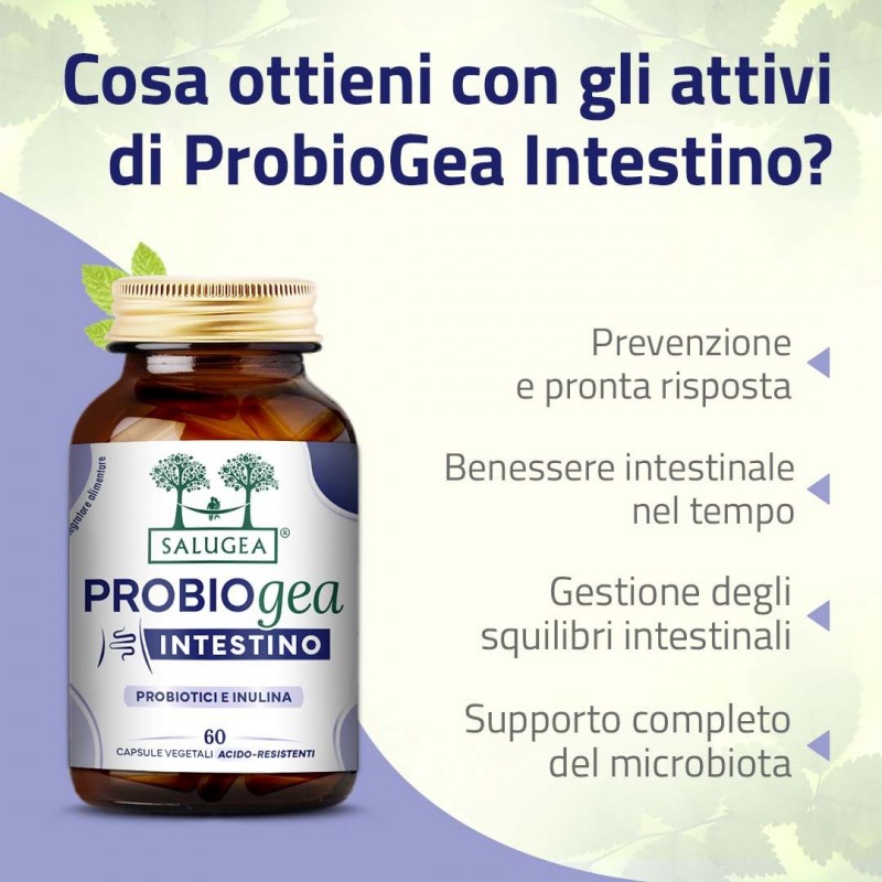 Cosa ottieni con Salugea Probiogea Intestino Integratore Probiotico Fermenti Lattici 60 Capsule