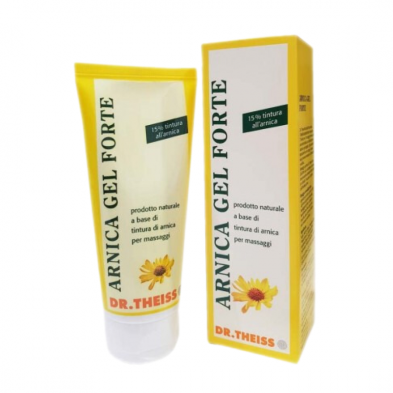 tubo e confezione Theiss Arnica Gel Forte 15% per Massaggi e Fastidi Muscolari 100ml