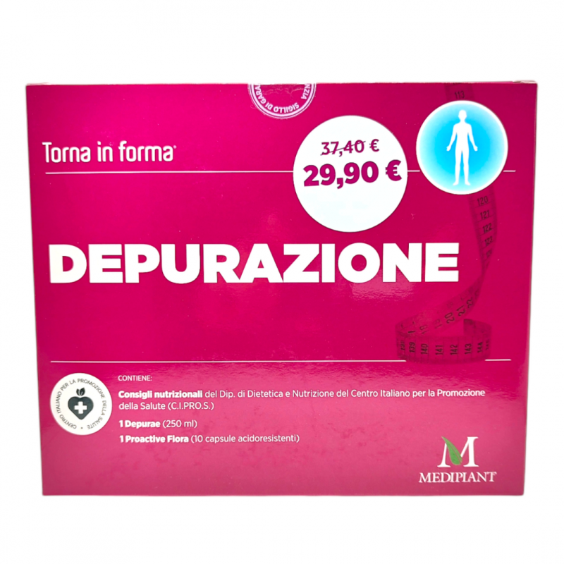 confezione di Torna in Forma Set Depurazione con Depurae 250ml + Proactive Flora 10 Capsule confezione di Torna in Forma Set Depurazione con Depurae 250ml + Proactive Flora 10 Capsule