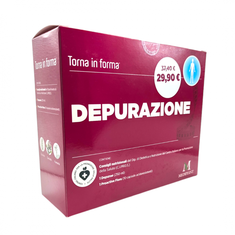 confezione di Torna in Forma Set Depurazione con Depurae 250ml + Proactive Flora 10 Capsule confezione di Torna in Forma Set Depurazione con Depurae 250ml + Proactive Flora 10 Capsule