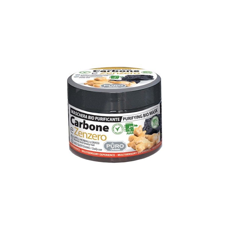 Maschera Bio Purificante al Carbone e Zenzero per Capelli Grassi 250ml