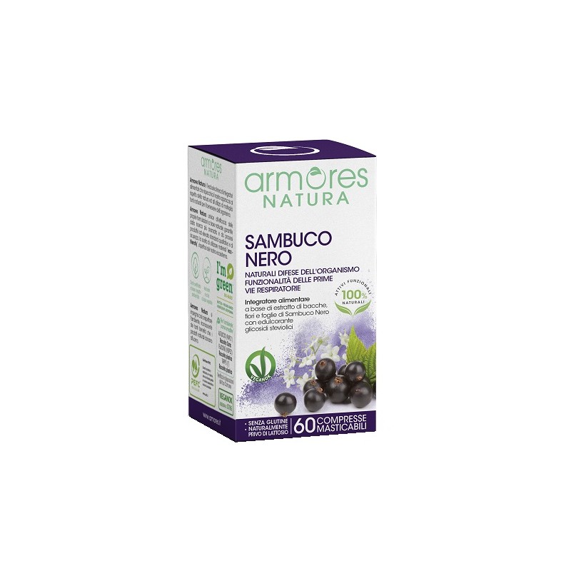Armores Natura Sambuco Nero per Difese Immunitarie 60 Compresse Masticabili Armores Natura Sambuco Nero per Difese Immunitarie 60 Compresse Masticabili