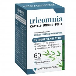 Confezione esterna di Specchiasol Tricomnia Integratore Capelli Unghie Pelle 60 Compresse Confezione esterna di Specchiasol Tricomnia Integratore Capelli Unghie Pelle 60 Compresse