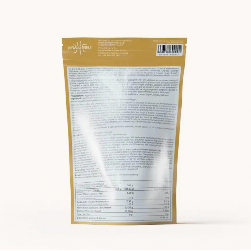 retro confezione di Hifas Da Terra Cordyceps Vital Superfood Integratore per Energia e Vitalità Polvere 100gr retro confezione di Hifas Da Terra Cordyceps Vital Superfood Integratore per Energia e Vitalità Polvere 100gr