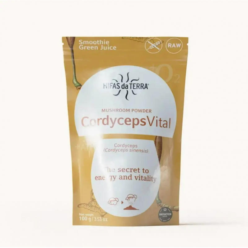 confezione di Hifas Da Terra Cordyceps Vital Superfood Integratore per Energia e Vitalità Polvere 100gr confezione di Hifas Da Terra Cordyceps Vital Superfood Integratore per Energia e Vitalità Polvere 100gr