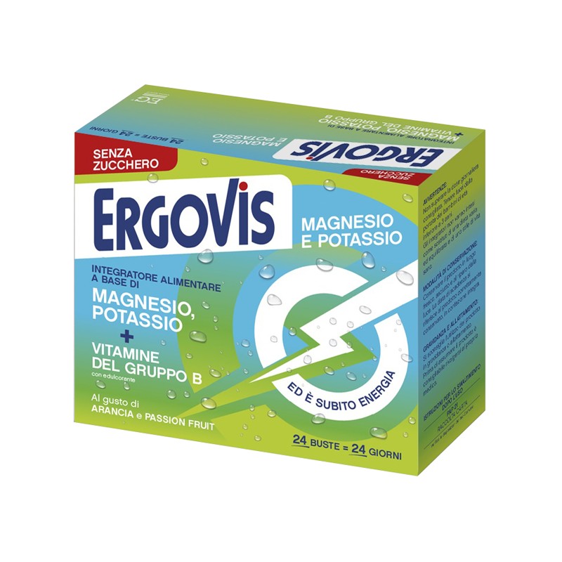 confezione di Ergovis Magnesio Potassio e Vitamine B Senza Zucchero 24 Bustine confezione di Ergovis Magnesio Potassio e Vitamine B Senza Zucchero 24 Bustine