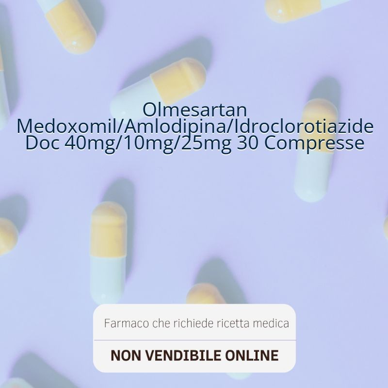 Olmesartan Medoxomil/Amlodipina/Idroclorotiazide Doc 40mg/10mg/25mg 30 Compresse Olmesartan Medoxomil/Amlodipina/Idroclorotiazide Doc 40mg/10mg/25mg 30 Compresse