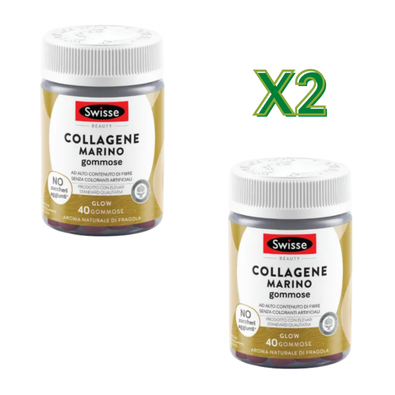 2 Confezioni da 40 Gommose di Swisse Collagene Marino Integratore per la Pelle 2 Confezioni da 40 Gommose di Swisse Collagene Marino Integratore per la Pelle