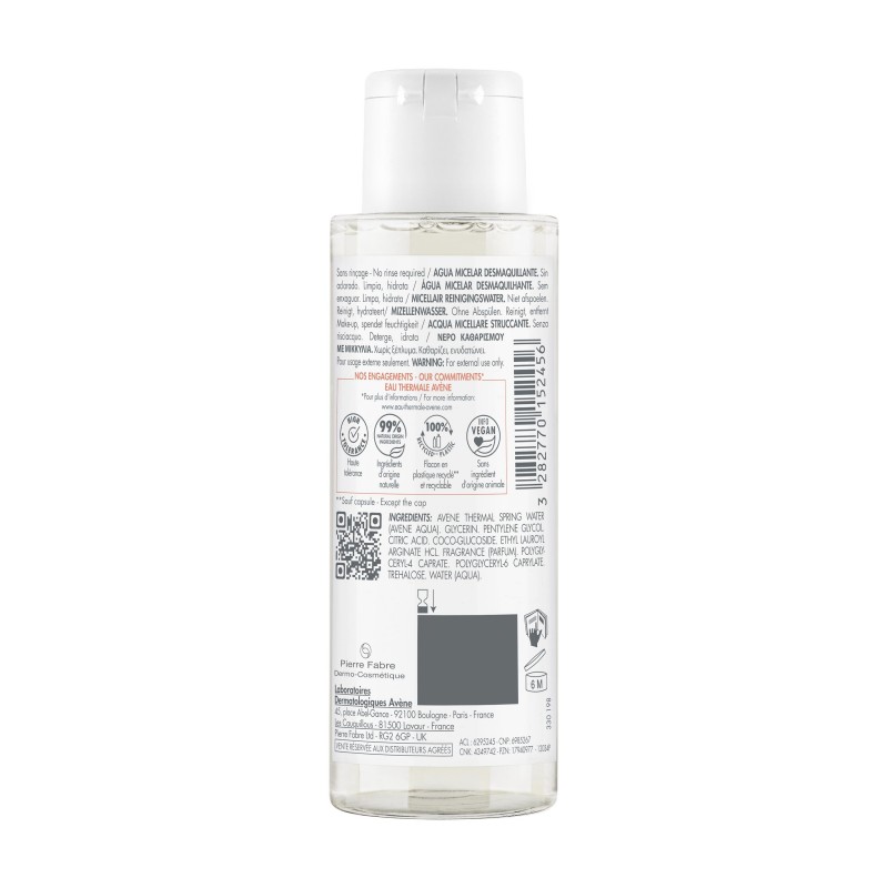 retro Flacone Avene Lozione Micellare Pelli Sensibili 100 ml retro Flacone Avene Lozione Micellare Pelli Sensibili 100 ml