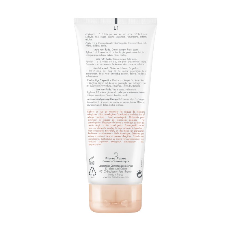 retro tubo Avene Trixera Nutrition Latte Fluido Nutriente 200 ml