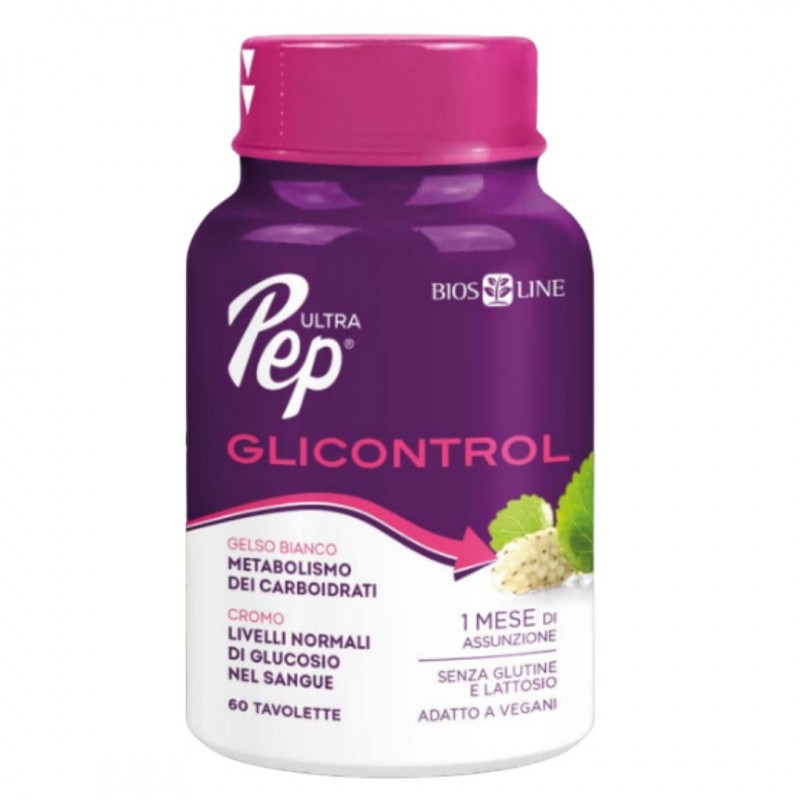 Barattolo di Bios Line UltraPep Glicontrol Integratore per Glicemia 60 Tavolette