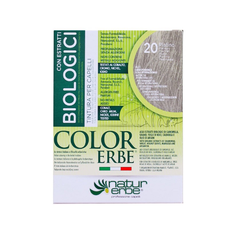 Color Erbe Estratti Bio Tinta per Capelli Colore 20 Platino 1 Tubetto da 135ml Color Erbe Estratti Bio Tinta per Capelli Colore 20 Platino 1 Tubetto da 135ml
