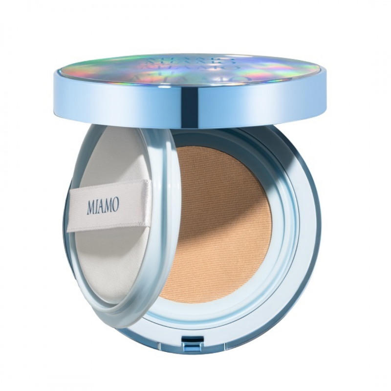 confezione di Miamo Second Skin Mesh Fondotinta Cushion con SPF50 Colore Ivory 13,5g