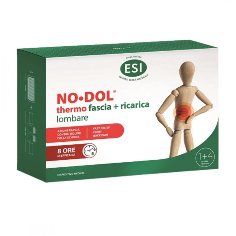 Confezione di ESI No Dol Thermo Fascia + Ricarica Lombare per Dolori alla Schiena 1+4 Pezzi Confezione di ESI No Dol Thermo Fascia + Ricarica Lombare per Dolori alla Schiena 1+4 Pezzi