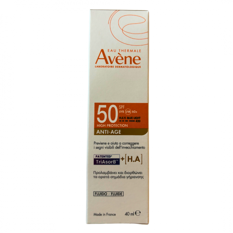 confezione di Avene Fluido Solare Antietà Alta Protezione SPF50 40ml confezione di Avene Fluido Solare Antietà Alta Protezione SPF50 40ml