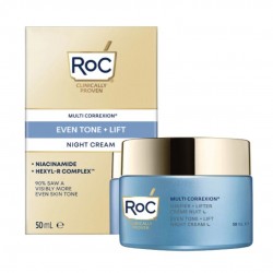 Confezione esterna e vasetto di Roc Multicorrexion Even Tone + Lift Crema Viso Notte Idratante 50ml Confezione esterna e vasetto di Roc Multicorrexion Even Tone + Lift Crema Viso Notte Idratante 50ml