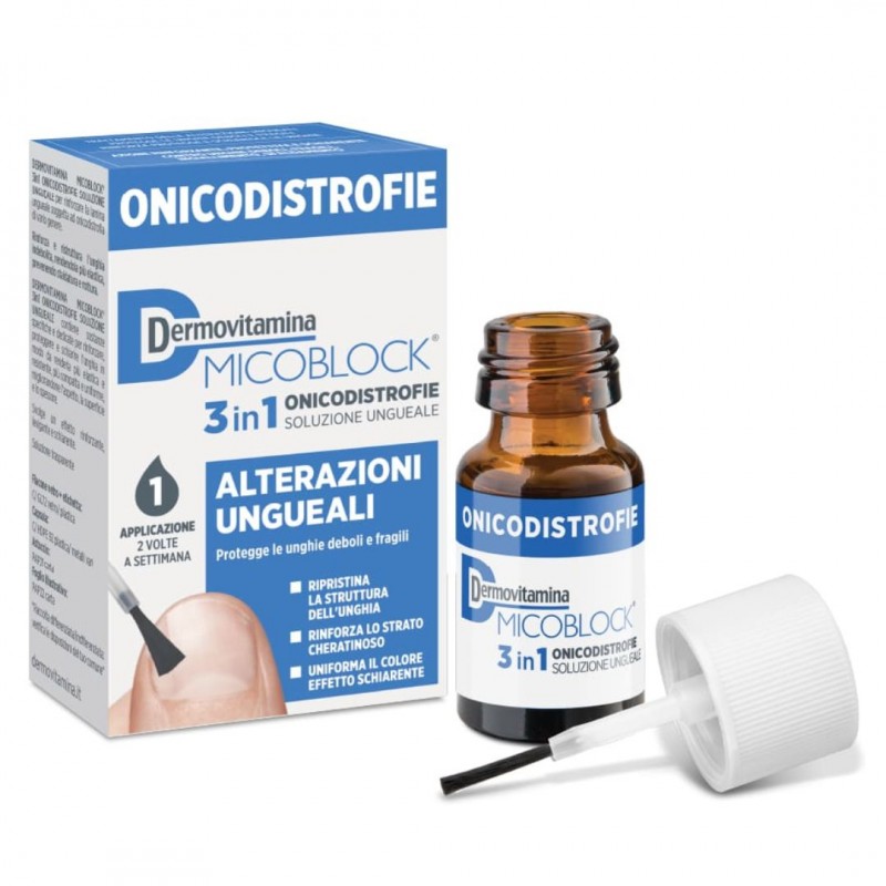 Confezione e applicatore di Dermovitamina Micoblock per Onicofagia Smalto Unghie 7ml Confezione e applicatore di Dermovitamina Micoblock per Onicofagia Smalto Unghie 7ml