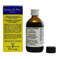 Confezione e flacone di Di Leo Derma Alt Plus Soluzione Idroalcolica PVB35 Integratore Benessere Organismo 50ml